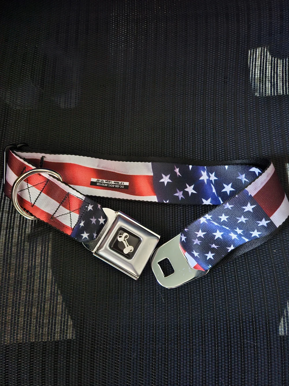 Patriotic Dog Collar Seatbelt Buckle USA Flag Stars Stripes Adjustable‎